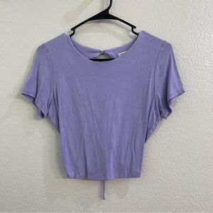 Fashion Nova Purple Crop Tie Back T-Shirt